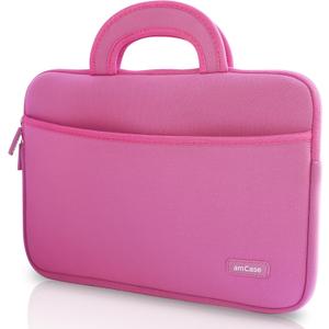 AmCase Portable Electronic Device Cover, Chromebook - 11.6 To 12 Inch Neoprene Travel Sleeve With Handle-Pink, Laptop Case