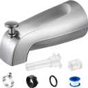 Enhon Tub Spout, Universal Fits 1/2'' Copper Pipe, 1/2'' IPS and 3/4'' IPS, Bathroom Bathtub Tub Faucet Replacement with Adapters(with Diverter, Brushed Nickel)