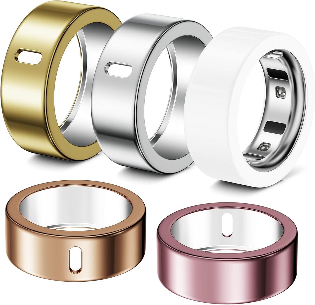 5 Pack Ring Cover Compatible with Oura Ring Gen 4/Oura Ring Gen 3 Horizon/Heritage, Abrasion-Resistant TPU Case for Oura Ring Protector Accessories for Oura Size 10 (Gold+Silver+Rosegold+Pink+White)