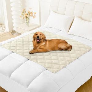 Smiry Waterproof Dog Bed Cover Blanket 40x50, Soft Reversible Pet Blanket, Washable Leakproof Cats Dogs Couch Cover for Sofa, Couch, Furniture, Lattice, Beige/Beige