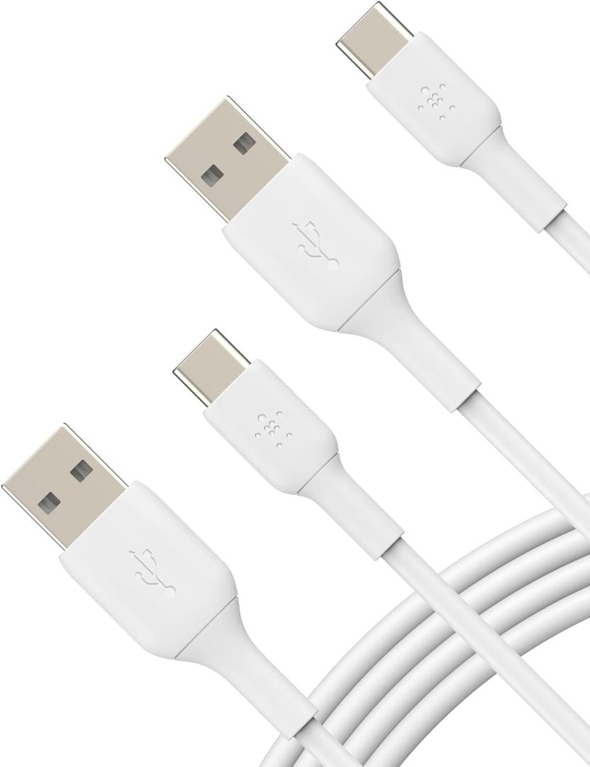 Belkin USB A to USB C Cable 2-Pack, 3.3ft, 15W - Type C Charger, iPhone Charger Cord for iPhone 16 & 15, Galaxy S25, Pixel 9, iPad Pro, Airpods Pro, Switch, CarPlay & More - White