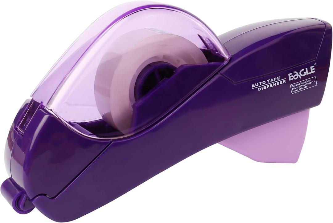 Eagle Automatic Tape Dispenser, Tape, Single Handheld Design, Free 1 Roll of 0.5 Inch (12 mm) and 1 Roll of 0.75 Inch (19 mm) Tapes (Purple)