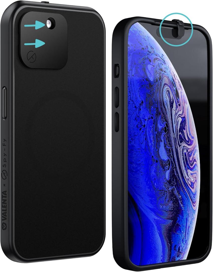 Spy-Fy Privacy Case compatible with iPhone 15 Plus with Camera Covers Front and Rear | Magsafe Compatible and Kickstand | Protect Your iPhone | 6-Foot Drop Proof | 6,7 Inch | Camera Protection | Black