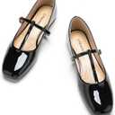 C.Paravano Mary Jane | Flats for Women | Ballet Flats | Mary Janes Shoes for Women | Square Toe Flats (Size 7, Black)
