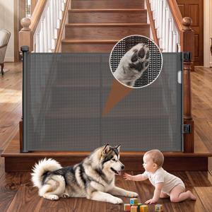GRENFU Reinforced 50" Wide Retractable Baby Gates, Prevent Crawling Under