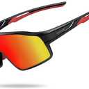 Lamicall Polarized Kids Baseball Sunglasses for Age 8-14 - UV400 Protection Sports Cycling Sun Glasses for Boys Girls Youth (Black Frame-red Lens)