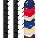 Meeenmiil Hat Organizer for Baseball Caps (2-Pack), Strong Adhesive Hat Rack for Wall, Multi-layer Hat Hooks Storage for 18 Hats, Hat Holder Hanger for Door, Bedroom, Closet - Black