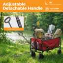 NEWBULIG Collapsible Wagon Cart, 330lbs Capacity, Red | 102L Lightweight Portable, Heavy Duty, Detachable Brake Wheels, Adjustable Handle for Beach Sports Camping Shopping Yard