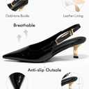 Coutgo Womens Slingback Kitten Heels Closed Pointed Toe Pumps Buckle Strap Wedding Party Dress Shoes (Black) Size 8.5