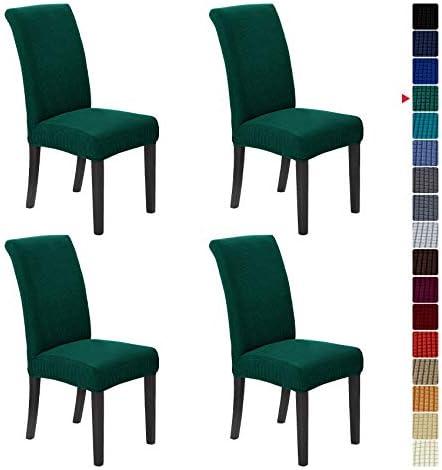 Howhic Chair Covers for Dining Room Set of 2, Stretchy Dining Chair Covers, Textured Jacquard Kitchen Chair Slipcovers, Classy Decor for Home and Banquet (Hunter, 2 Pack), Hunter