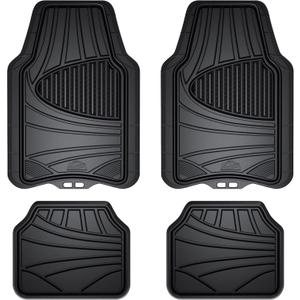 Armor All Set of 4 Floor Mats, Trim-to-Fit All-Weather Mats for Cars, Trucks, SUVs Black