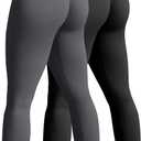 OQQ Women's 2 Piece Yoga Legging Seamless Workout High Waist Butt Liftings Athletic Leggings (Large, Black,darkgrey)