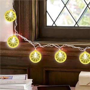 Egcol 8.5FT LED Lemon String Lights, Plug in Summer Fairy Lights with 10 Lemon Slicer Lights, Novelty Decorative String Lights for Indoor & Outdoor, Bedroom Garden Patio Party Wedding Décor