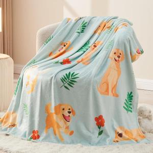 NEWCOSPLAY Throw Blanket Cute Soft Aesthetic Fleece Blanket for Kids Girls Boys Teens Cozy Blanket for Bed Couch Camping (Happy Dog, Throw(50"x60"))