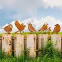 5PCS Rusty Metal Birds Decoration Bird Silhouette Statues Rusty Metal Yard Art Rustic Garden Outdoor Decor C