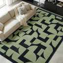 ThreadGlobe Abstract 8x10 Area Rugs Geometric for Living Room, Dark Green