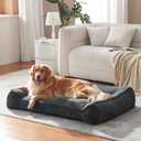 JOEJOY XL Orthopedic Dog Bed for Large Dogs Up to 80lbs - Extra Thick Foam Pet Bed Sofa with Bolster Sides, Large Sized Dog Couch Bed with Removable Washable Cover, Non-Slip Bottom, Grey (42"x30")