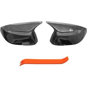 Horn Style Carbon Fiber Door Mirror Cover Cap Compatible with 2014-2020 Infiniti Q50 Q60 Q70 QX30