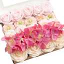 Ling's Moment Artificial Flowers Fake Silk Hydrangea Faux Peony Foam Roses Combo for DIY Wedding Bouquet Centerpiece Arrangement Bridal Shower Party Home Decor, Powder Pink & Berry Pink & Cream, 24pcs