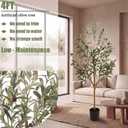 4FT Olive Trees Artificial Indoor,Fake Olive Tree with Natural Wood Trunk and Olive Branches and Lifelike Fruits,Faux Olive Tree for Home Office House Living Room Decor.