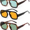 YDAOWKN Retro Square Aviator Sunglasses for Women Men Trendy Flat Top Sun Glasses UV Protection Vintage Shades