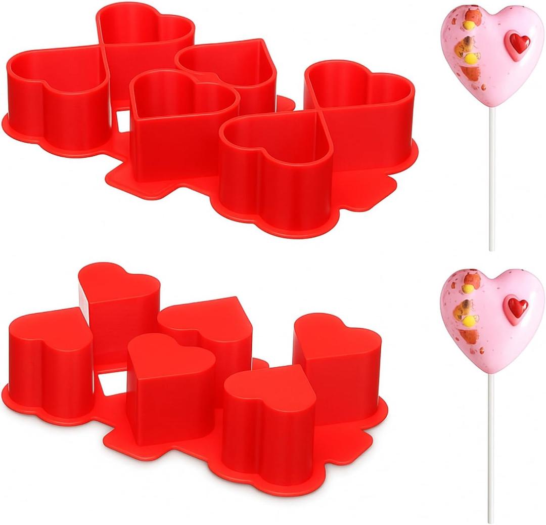 LemonRoad Valentines 1.75" Diameter x 6 Heart Cake Pop Cutter and Pusher, Cake Pop Maker Shapes Press Set, Baking Tools for Parties, Wedding, Home Desserts Making
