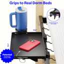 BedShelfie Bedside Shelf for Dorm Room Bunk Bed & Top Bunk, College Dorm Room Essentials, Bedside Caddy, Clip on Floating Tray, Bed Side Table Storage, Loft Nightstand Decor, Black