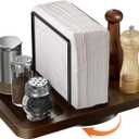 Napkin Holder for Table, Rotating Metal Napkin Dispenser with Salt and Pepper Shakers Caddy Standing Paper Towel Holder for Bathroom Kitchen Dining Table Decor Not Including Shakers (Brown)