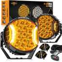 Auxbeam V-Ultra Series 7" 226W Side Shooter LED Offroad Lights, Amber DRL 3 Modes Light Bar, 270 Coverage Round LED Pods Spotlights, 26800LM Yellow Fog Lights with Protective Covers, Pair