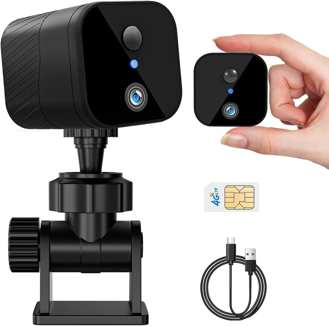 4G LTE Cellular Security Camera, Small 2K HD Wireless No WiFi Needed IR Night Vision PIR Motion Detection 90-Day Battery Life Portable Compact Mini Camera Built-in Sim Card