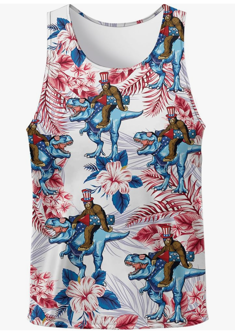 Tank Tops Men Print Funny Graphic Beach Tank Top for Men Summer Casual Wear, XL