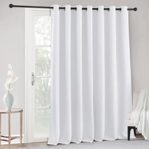 RYB HOME White Curtains Backdrop - Thermal Insulated Room Darkening Bedroom Curtains Vertical Blinds for Patio Sliding Glass Door Living Room Doorway, 100 inch Wide x 84 inch Long, Grayish White