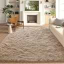 Bedroom Rugs Fluffy Neutral 4x6 Beige Area Rug, Modern Plush Non-Slip Soft Living Room Shag Carpet for Book Room Office,Coffee Stain Resistant