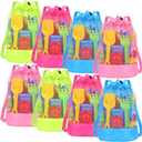 8 Pcs Beach Toys Bags Summer Mesh Seashell Collecting Bag with Handles Pool Party Gift Pouch for Market Grocery(Bright,Backpack)
