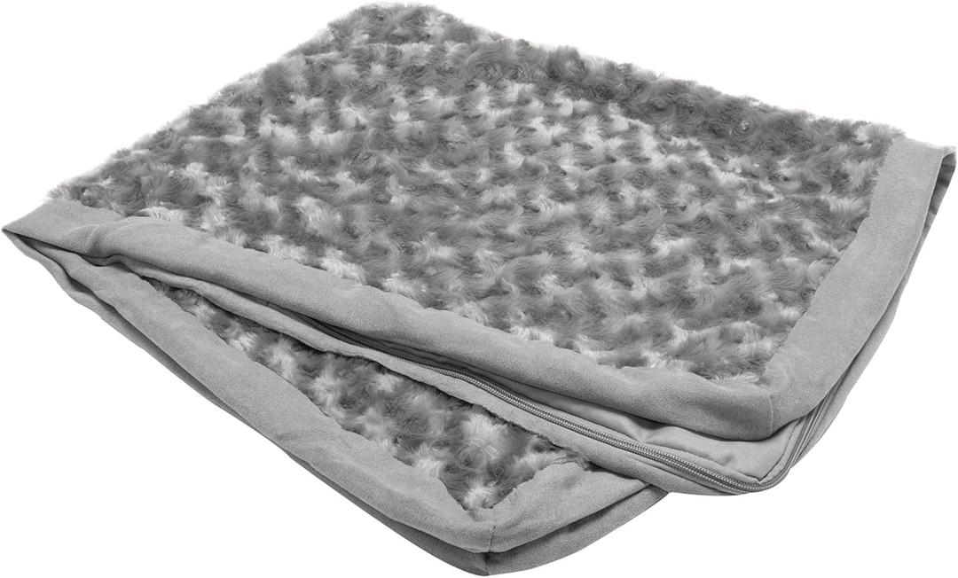 Furhaven Replacement Dog Bed Cover Ultra Plush Faux Fur & Suede Mattress, Machine Washable - Gray, Large