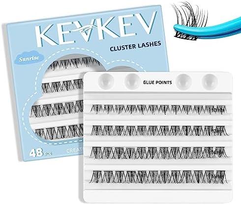 Pack of 2 KevKev Lash Clusters 48 Pcs Cluster Lashes Eyelash Clusters DIY Cluster Eyelash Extensions Individual Lashes Soft and Comfortable (Sunrise, D-10-16mix)