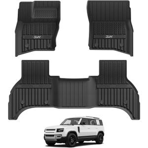 3W Floor Mats for Land Rover Defender 110 (4D/5S) 20-26,Non Rubber Flooring
