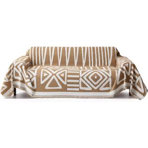 LiveGo 【Clearance】 Couch Cover Sofa Covers for Dog, Anti-Pilling Chenille Couch Covers for 2 Cushion Couch, Pet Friendly Sofa Slipcover Pet Furniture Protector with Tassel (Khaki, 71"x118")