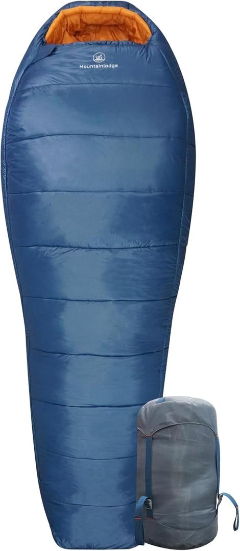 Mountainlodge 3-4 Seasons Shingle Sleeping Bag 15 with Inner Pocket for Adult, Perfect for Backpacking, Traveling and Hiking, Including Free Compression Stuff Sack
