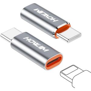 8 Pin to USB C Adapter 2 Pack,27W PD Fast Charging 480Mbps Data Transfer,Type C to 8 Pin Converter Compatible with Phone 15/16/17 Series,Pad Pro,G-alaxy,Not for Headphones/OTG/Flash Drive/Pencil Gray