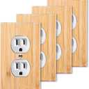 4PC Solid Wood Double hole Outlet Light Switch Plate 4.5" X 2.76" Bamboo Light Switch Cover Quality Raw Wooden Decorative Bedroom Kitchen Home Decor (Double hole Outlet) (Standard Size)