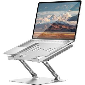Laptop Stand for Desk Adjustable Computer Stand Foldable Laptop Riser Notebook Holder Adjustable Height for MacBook PC Computer Notebook Office Desk Accessories 10-17 Inch (Silver)