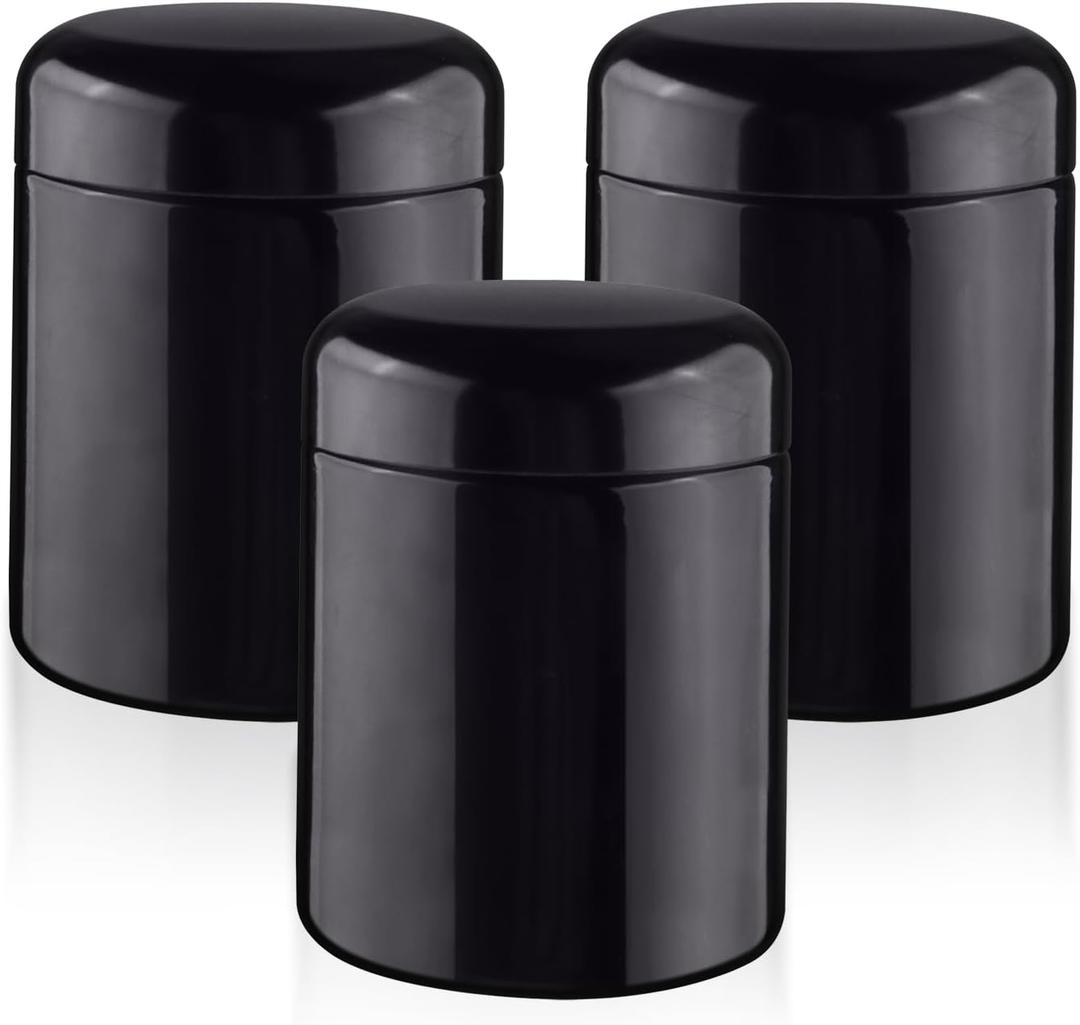 3 Pcs 250ml/8.3oz Black Glass Jars Empty Round Glass Containers for Coffee Powder Slime Makeup Cream Lotion Cosmetic