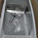 Stainless Steel Litter Box | XL Enclosed Cat Litter Boxes with Lid for Big Cats | High Sided, Anti-Urine Leakage | Non-Stick Bottom & Includes Litter Mat & Metal Scoop (Silver Gray)