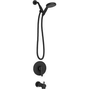 ESNBIA Bathtub Shower Faucet Set, Shower Tub KitValve Included) with High Pressure Handheld Shower Head and Tub Spout, Single-Handle Tub and Shower Trim Kit, Shower Head and handle set, Matte Black