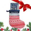 Nautica Nail Grooming Kit for Men - Complete Set in a Christmas Stocking | 4 Premium Quality Tools for a Well-Groomed Look, Red/White