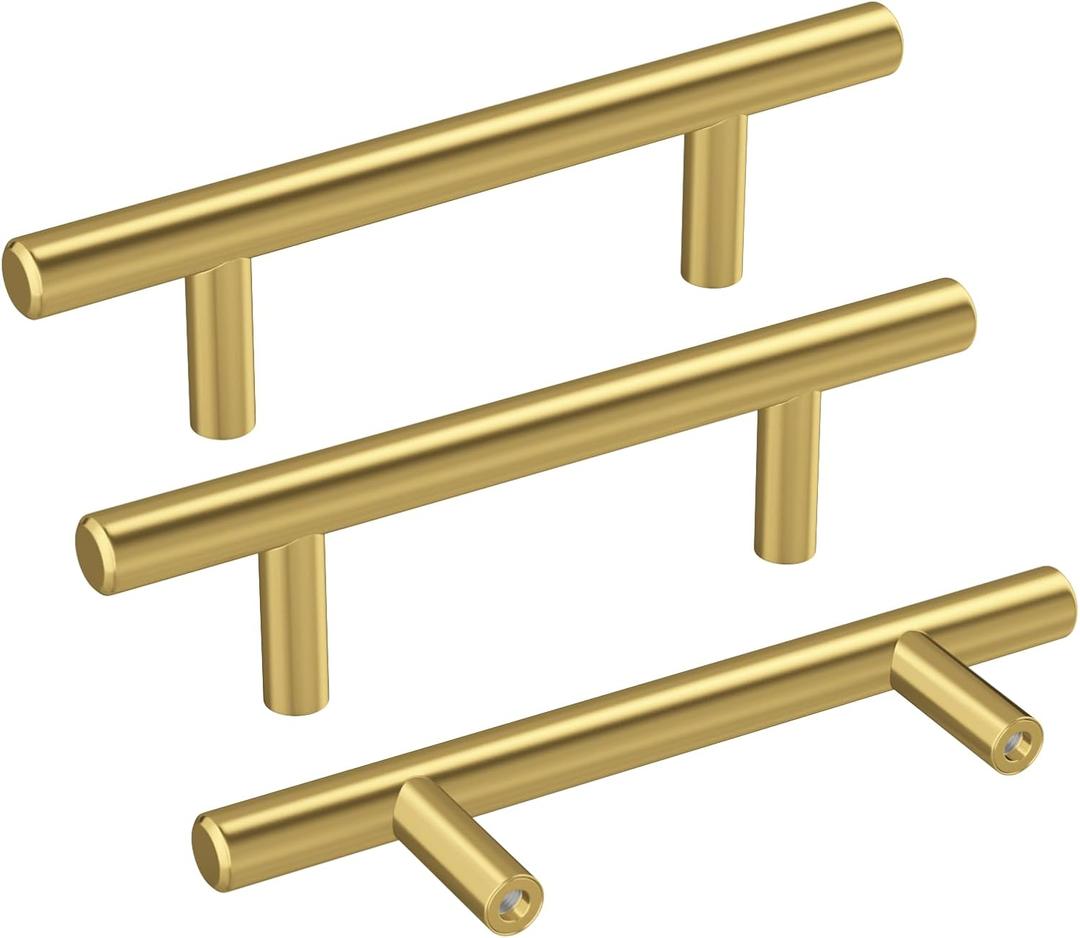 Haidms 20 Pack | 3 Inch Cabinet Handles Gold Stainless Steel Kitchen Drawer Pulls Cabinet Pulls 5 Inch Length, 3 Inch Hole Center (Hole Center 3")
