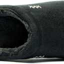 NewDenBer Men's Warm Memory Foam Suede Plush Fleece Lined Slip on Indoor Outdoor Clog House Slippers (Black)