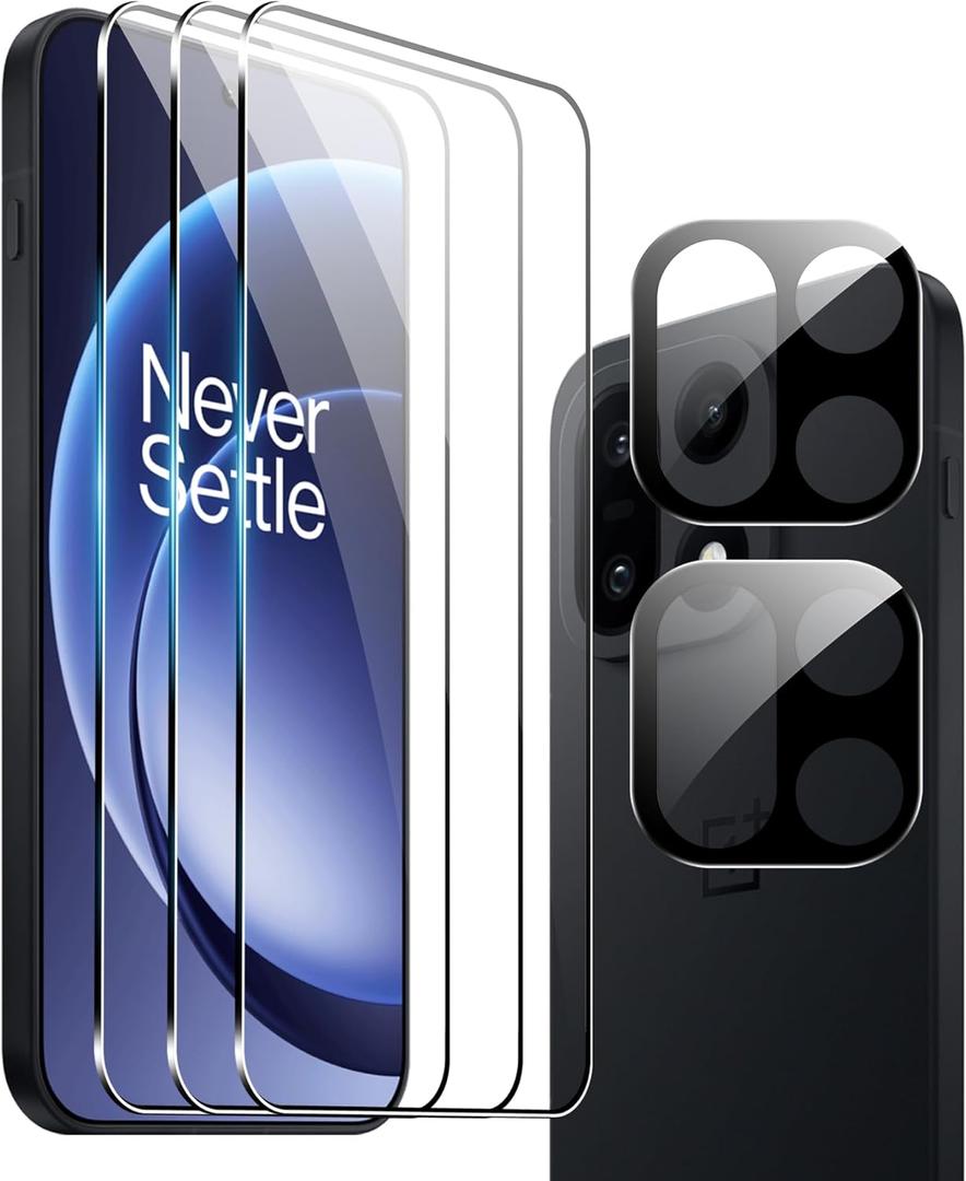for OnePlus 15 Screen Protector, [3+2 Pack] Tempered Glass Screen Protector+Camera Lens Protector,9H,Bubble-Free,Anti-Scratch