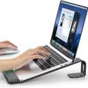 LOXP Laptop Stand for Desk, Metal Laptop Stand with Wrist Support, Ergonomic Detachable Laptop Riser, Aluminum Lectern, Computer Stand for MacBook Air Pro, HP, Dell, XPS, HP (10-17") Laptops - Black